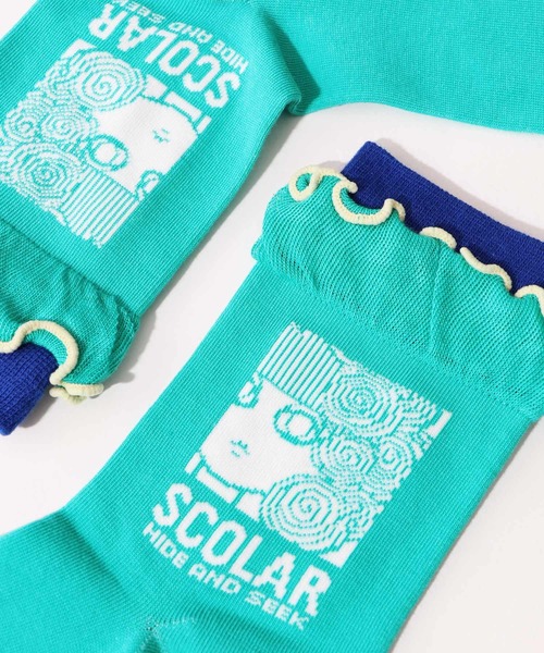 ScoLar(スカラー)の「88J18804:メロウフリルスカラー柄ソックス(ソックス/靴下・レディース・ブラック/グリーン・FREE)」の16枚目の写真