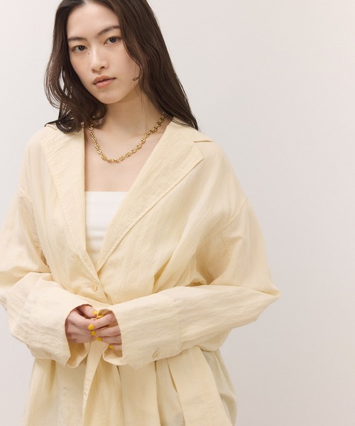 ADAM ET ROPE'(アダムエロペ)の「【一部WEB限定カラー】シャツジャケット(テーラードジャケット・レディース・ブラック/ダークブラウン/オフホワイト・36/38)」の9枚目の写真