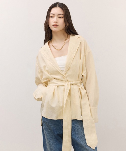 ADAM ET ROPE'(アダムエロペ)の「【一部WEB限定カラー】シャツジャケット(テーラードジャケット・レディース・ブラック/ダークブラウン/オフホワイト・36/38)」の13枚目の写真