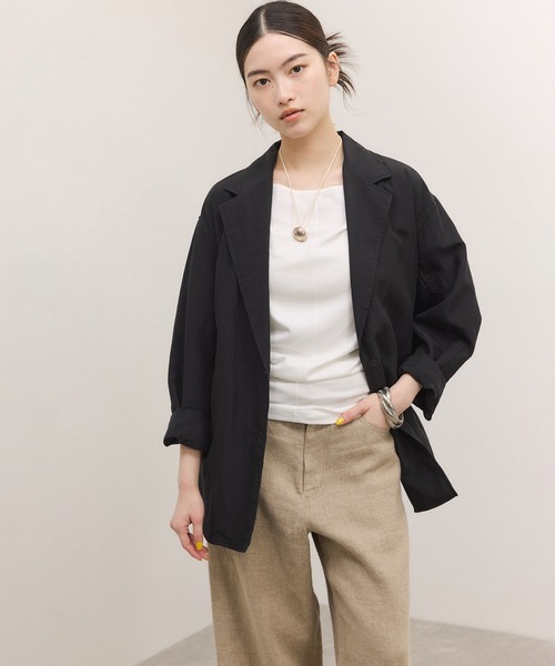 ADAM ET ROPE'(アダムエロペ)の「【一部WEB限定カラー】シャツジャケット(テーラードジャケット・レディース・ブラック/ダークブラウン/オフホワイト・36/38)」の14枚目の写真