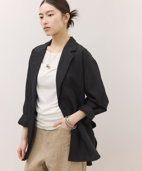 ADAM ET ROPE'(アダムエロペ)の「【一部WEB限定カラー】シャツジャケット(テーラードジャケット・レディース・ブラック/ダークブラウン/オフホワイト・36/38)」の16枚目の写真