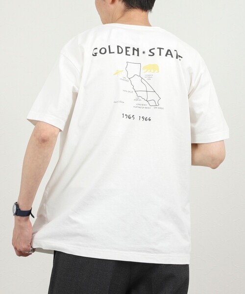 BARNS OUTFITTERS（バーンズアウトフィッターズ）の「【BARNS OUTFITTERS】別注 MAP GOLDEN STATE プリントTシャツ 26SS（Tシャツ/カットソー・メンズ・ホワイト/チャコールグレー/サックスブルー・S/M/L）」の4枚目の写真
