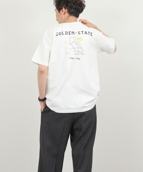 BARNS OUTFITTERS（バーンズアウトフィッターズ）の「【BARNS OUTFITTERS】別注 MAP GOLDEN STATE プリントTシャツ 26SS（Tシャツ/カットソー・メンズ・ホワイト/チャコールグレー/サックスブルー・S/M/L）」の5枚目の写真