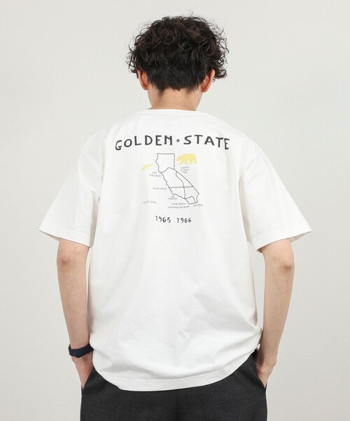 BARNS OUTFITTERS（バーンズアウトフィッターズ）の「【BARNS OUTFITTERS】別注 MAP GOLDEN STATE プリントTシャツ 26SS（Tシャツ/カットソー・メンズ・ホワイト/チャコールグレー/サックスブルー・S/M/L）」の6枚目の写真