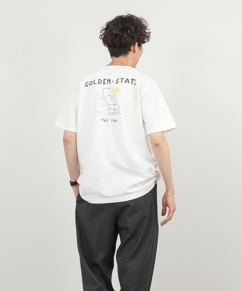 BARNS OUTFITTERS（バーンズアウトフィッターズ）の「【BARNS OUTFITTERS】別注 MAP GOLDEN STATE プリントTシャツ 26SS（Tシャツ/カットソー・メンズ・ホワイト/チャコールグレー/サックスブルー・S/M/L）」の7枚目の写真