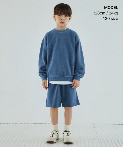 MUSINSA STANDARD KIDS（ムシンサスタンダードキッズ）の「ピグメントスウェットショーツ[ダスティブルー]（その他パンツ・レディース・その他・110/120/130/140/150/160）」の2枚目の写真
