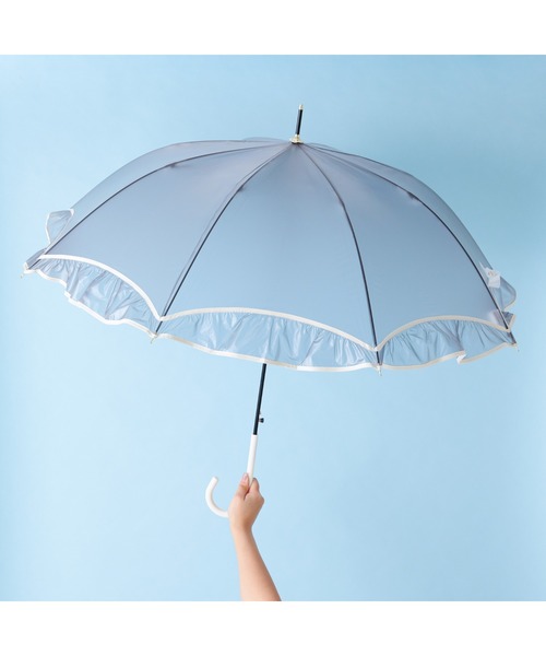 シアーフリルアンブレラ 長傘 61cm グレー 雨傘 ジャンプ式（長傘