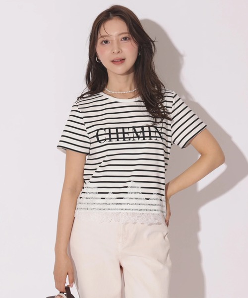 Apuweiser-riche(アプワイザーリッシェ)の「レーストリム刺繍ロゴTシャツ(Tシャツ/カットソー・レディース・ブラック系その他・2)」の4枚目の写真