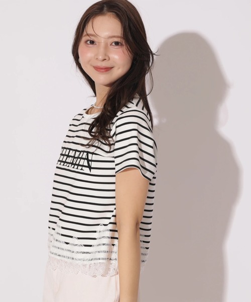 Apuweiser-riche(アプワイザーリッシェ)の「レーストリム刺繍ロゴTシャツ(Tシャツ/カットソー・レディース・ブラック系その他・2)」の5枚目の写真