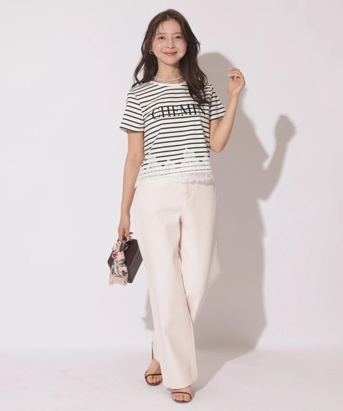Apuweiser-riche(アプワイザーリッシェ)の「レーストリム刺繍ロゴTシャツ(Tシャツ/カットソー・レディース・ブラック系その他・2)」の8枚目の写真
