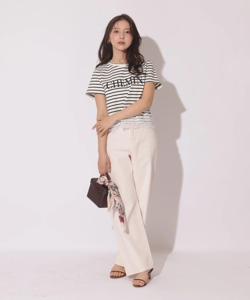 Apuweiser-riche(アプワイザーリッシェ)の「レーストリム刺繍ロゴTシャツ(Tシャツ/カットソー・レディース・ブラック系その他・2)」の9枚目の写真