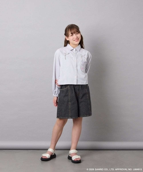 a.v.v（アーヴェヴェ）の「[120-150]【数量限定】[クロミ]ストライプシャツ（シャツ/ブラウス・キッズ・ライトグレー・150/140/130/120）」の20枚目の写真