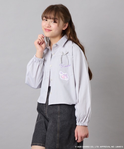 a.v.v（アーヴェヴェ）の「[120-150]【数量限定】[クロミ]ストライプシャツ（シャツ/ブラウス・キッズ・ライトグレー・150/140/130/120）」の5枚目の写真