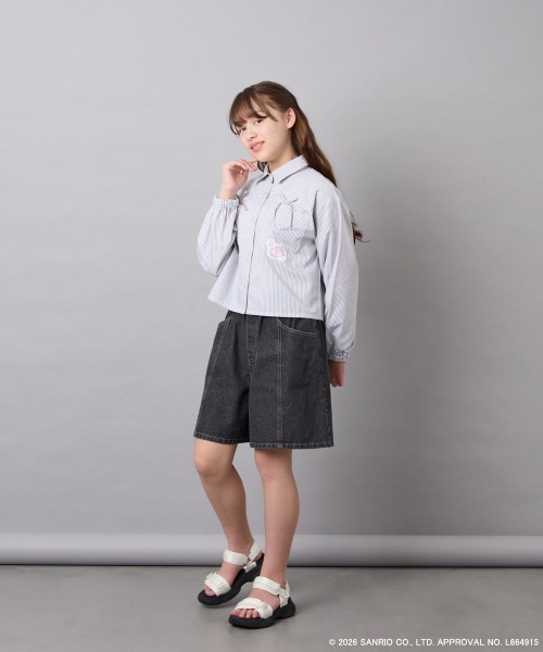 a.v.v（アーヴェヴェ）の「[120-150]【数量限定】[クロミ]ストライプシャツ（シャツ/ブラウス・キッズ・ライトグレー・150/140/130/120）」の6枚目の写真