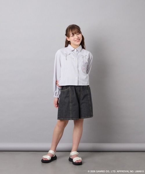 a.v.v（アーヴェヴェ）の「[120-150]【数量限定】[クロミ]ストライプシャツ（シャツ/ブラウス・キッズ・ライトグレー・150/140/130/120）」の7枚目の写真