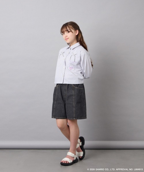 a.v.v（アーヴェヴェ）の「[120-150]【数量限定】[クロミ]ストライプシャツ（シャツ/ブラウス・キッズ・ライトグレー・150/140/130/120）」の9枚目の写真