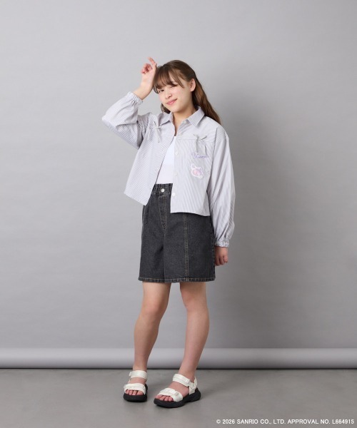 a.v.v（アーヴェヴェ）の「[120-150]【数量限定】[クロミ]ストライプシャツ（シャツ/ブラウス・キッズ・ライトグレー・150/140/130/120）」の11枚目の写真