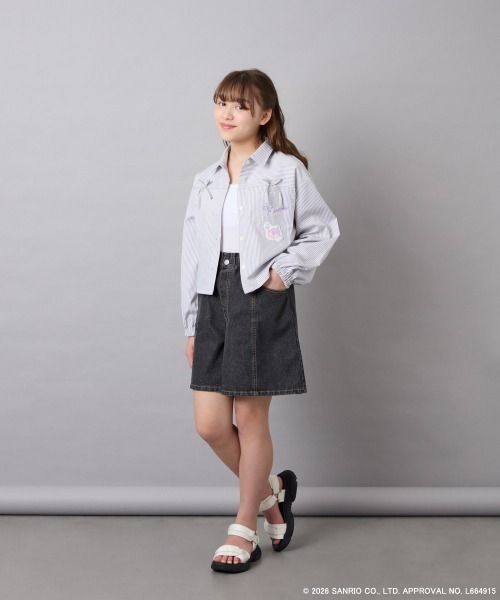 a.v.v（アーヴェヴェ）の「[120-150]【数量限定】[クロミ]ストライプシャツ（シャツ/ブラウス・キッズ・ライトグレー・150/140/130/120）」の14枚目の写真