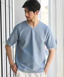 Nowadays by MEN'S BIGI（ナウアデイズバイメンズビギ）の「タックジャガードVネックTシャツ（Tシャツ/カットソー）」