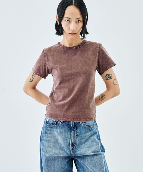 EDITION(エディション)の「ストレッチコットンガーメントダイ プルオーバー(Tシャツ/カットソー・レディース・ブラック/レッド系その他・36/34)」の4枚目の写真