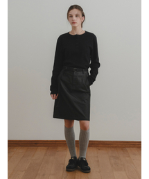 Fold H midi skirt (indigo)