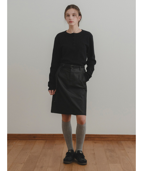 Fold H midi skirt (indigo)