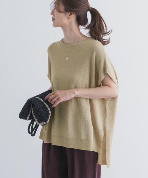 URBAN RESEARCH DOORS(アーバンリサーチドアーズ)の「リネン混ブークレニットワイドプルオーバー(ニット/セーター・レディース・カーキ/ベージュ/ネイビー・FREE)」の2枚目の写真