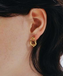 GOLDY | 【金属アレルギー軽減】ノット ドロップ ワンタッチ ステンレス ピアス(ピアス(両耳用))