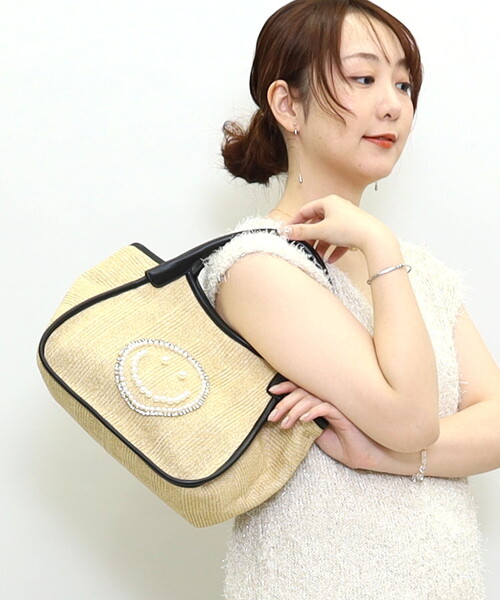 COOCO(クーコ)の「SMILEY パール刺繍シート2WAYトートバッグ(トートバッグ・レディース・ブラック系/ブラック/ホワイト・FREE)」の9枚目の写真