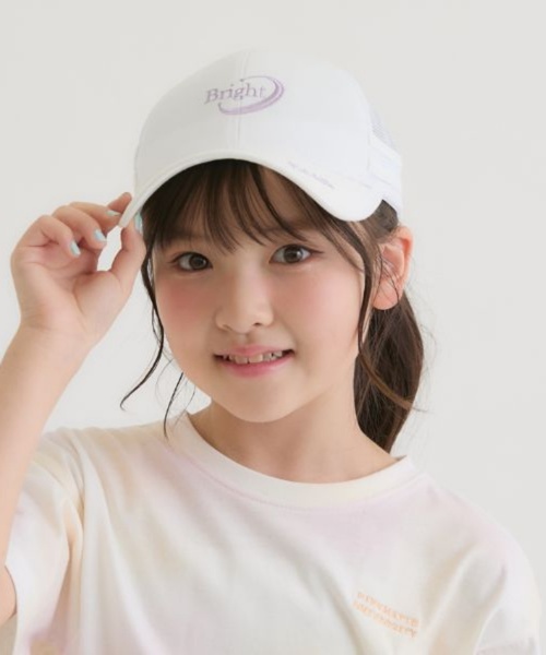 PINK-latte（ピンクラテ）の「ヨコラインロゴメッシュキャップ（キャップ・キッズ・ホワイト/ブラック・F）」の14枚目の写真