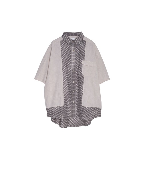 Nora Lily（ノラリリー）の「【Nora Lily】Crazy Pattern Check S/S Shirt（シャツ/ブラウス・メンズ・ダークグレー/アイボリー/グレー・FREE）」の4枚目の写真