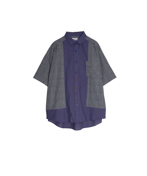 Nora Lily（ノラリリー）の「【Nora Lily】Crazy Pattern Check S/S Shirt（シャツ/ブラウス・メンズ・ダークグレー/アイボリー/グレー・FREE）」の6枚目の写真