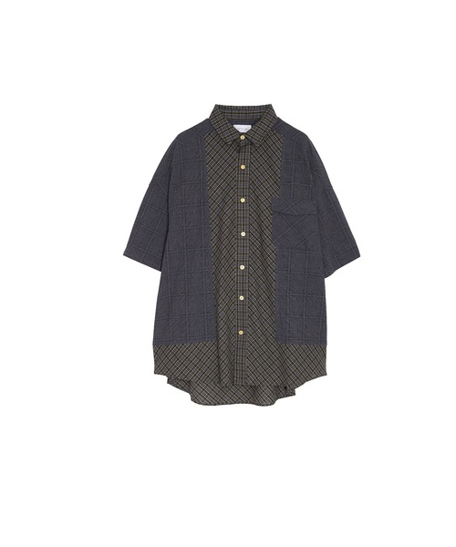 Nora Lily（ノラリリー）の「【Nora Lily】Crazy Pattern Check S/S Shirt（シャツ/ブラウス・メンズ・ダークグレー/アイボリー/グレー・FREE）」の8枚目の写真