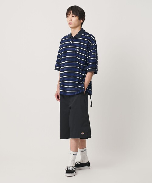 NICE WEATHER(ナイスウェザー)の「<NICE WEATHER>ボーダー ショートスリーブ ポロシャツ(ポロシャツ・メンズ・ライトブルー/ネイビー・M/S/L)」の6枚目の写真