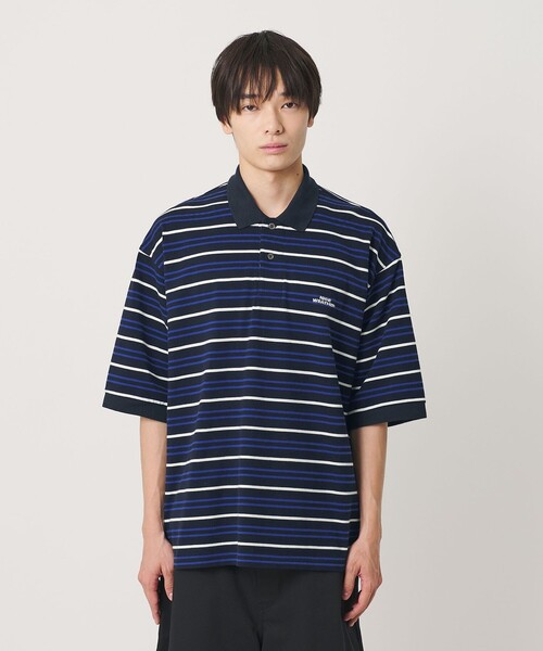NICE WEATHER(ナイスウェザー)の「<NICE WEATHER>ボーダー ショートスリーブ ポロシャツ(ポロシャツ・メンズ・ライトブルー/ネイビー・M/S/L)」の8枚目の写真