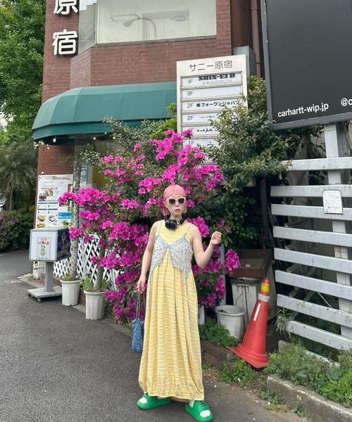 Alley Tokyo(アリートーキョー)の「楽チンボーダーワンピ(ワンピース・レディース・イエロー/サックスブルー・FREE)」の3枚目の写真