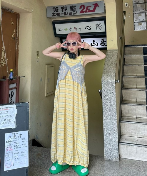 Alley Tokyo(アリートーキョー)の「楽チンボーダーワンピ(ワンピース・レディース・イエロー/サックスブルー・FREE)」の6枚目の写真