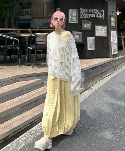 Alley Tokyo(アリートーキョー)の「楽チンボーダーワンピ(ワンピース・レディース・イエロー/サックスブルー・FREE)」の15枚目の写真