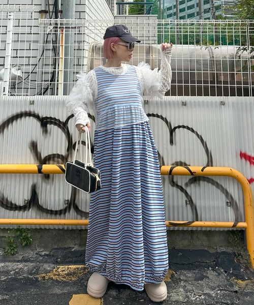Alley Tokyo(アリートーキョー)の「楽チンボーダーワンピ(ワンピース・レディース・イエロー/サックスブルー・FREE)」の19枚目の写真