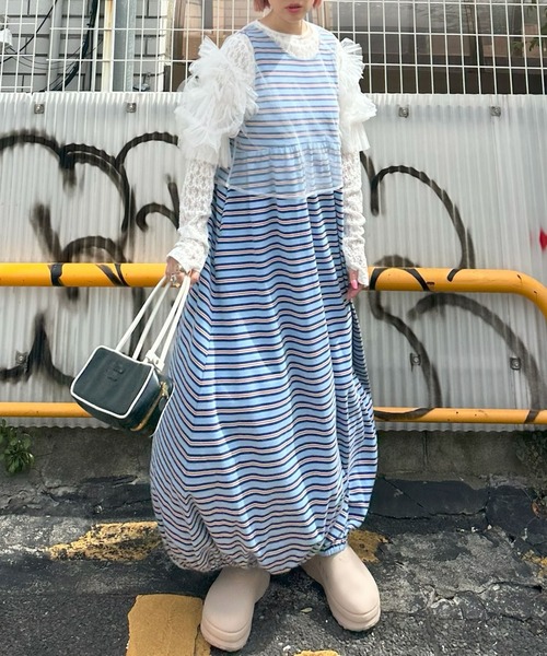 Alley Tokyo(アリートーキョー)の「楽チンボーダーワンピ(ワンピース・レディース・イエロー/サックスブルー・FREE)」の22枚目の写真