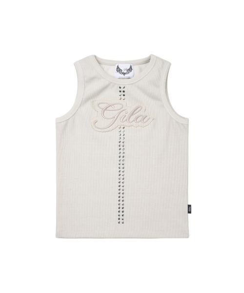 GILAARCHIVE(ギラアーカイブ)の「STUD PATCH LOGO DYED SLEEVELESS_BEIGE(Tシャツ/カットソー・レディース・その他・FREE)」の5枚目の写真