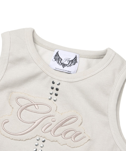 GILAARCHIVE(ギラアーカイブ)の「STUD PATCH LOGO DYED SLEEVELESS_BEIGE(Tシャツ/カットソー・レディース・その他・FREE)」の7枚目の写真