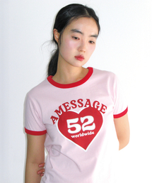 52 HEART RINGER CROP TEE PINK