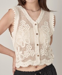 Crochet Open Front Vest｜クロシェオープンフロントベスト