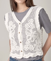 Crochet Open Front Vest|クロシェオープンフロントベスト