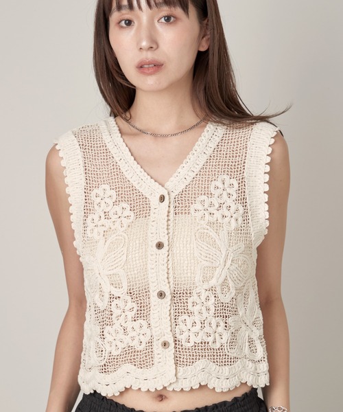 OFROOM(オフルーム)の「Crochet Open Front Vest|クロシェオープンフロントベスト(ベスト・レディース・ベージュ/ホワイト・FREE)」の22枚目の写真
