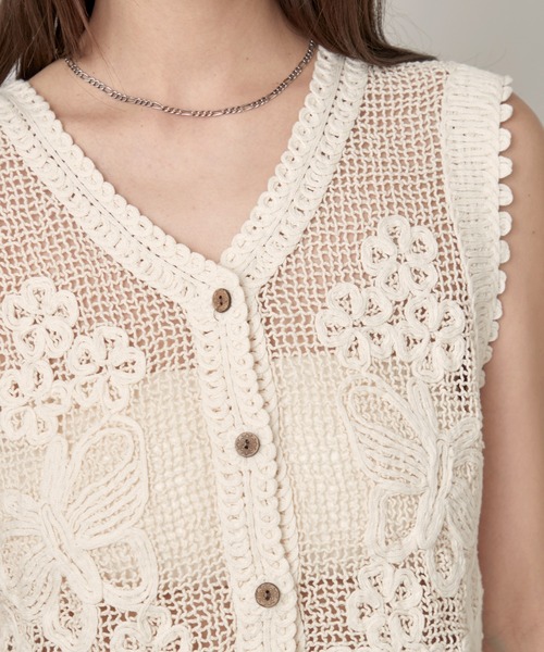 OFROOM(オフルーム)の「Crochet Open Front Vest|クロシェオープンフロントベスト(ベスト・レディース・ベージュ/ホワイト・FREE)」の13枚目の写真