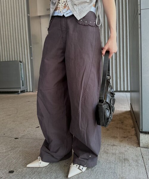 mline（エムライン）の「[mline]フリンジカーゴパンツ（その他パンツ・レディース・ブラック/グレー/ベージュ・1/2）」の3枚目の写真