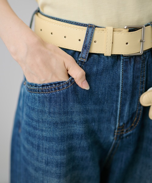 DAYRA(デイラ)の「ベルト付き ハイウエスト カジュアル ロング ワイド パンツ(デニムパンツ・レディース・ネイビー/ベージュ・XL/L/M/S)」の17枚目の写真