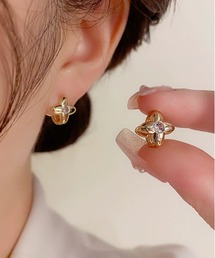 ジルコン フラワーミニピアス
